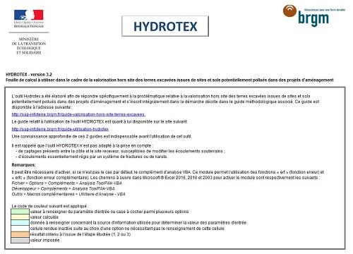 Image de la feuille de calcul HYDROTEX