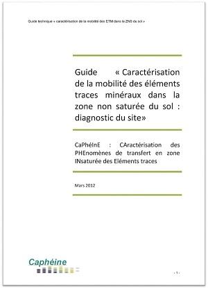 Couverture du Guide « Caractérisation de la mobilité des éléments traces minéraux dans la zone non saturée du sol »