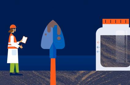 Image extraite de l'animation "Soil sampling for organic compounds, including volatile - Services A200, A260 according to standard NF X31 620-2"