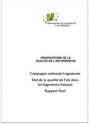 Page de couverture du rapport Campagne nationale Logements 1 : Etat de la qualité de l'air intérieur dans les logements français