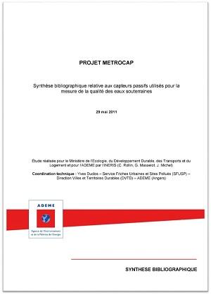 Page de couverture du rapport Synthèse bibliographique relative aux capteurs passifs utilisés pour la mesure de la qualité des eaux souterraines