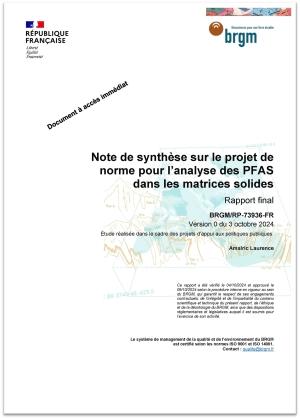 Image de couverture de la Note de synthèse sur le projet de norme pour l'analyse des PFAS dans les matrices solides